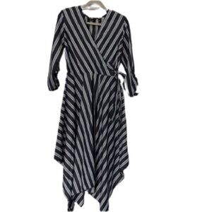 Mlle Gabrielle Asymmetrical Navy and White Dress
